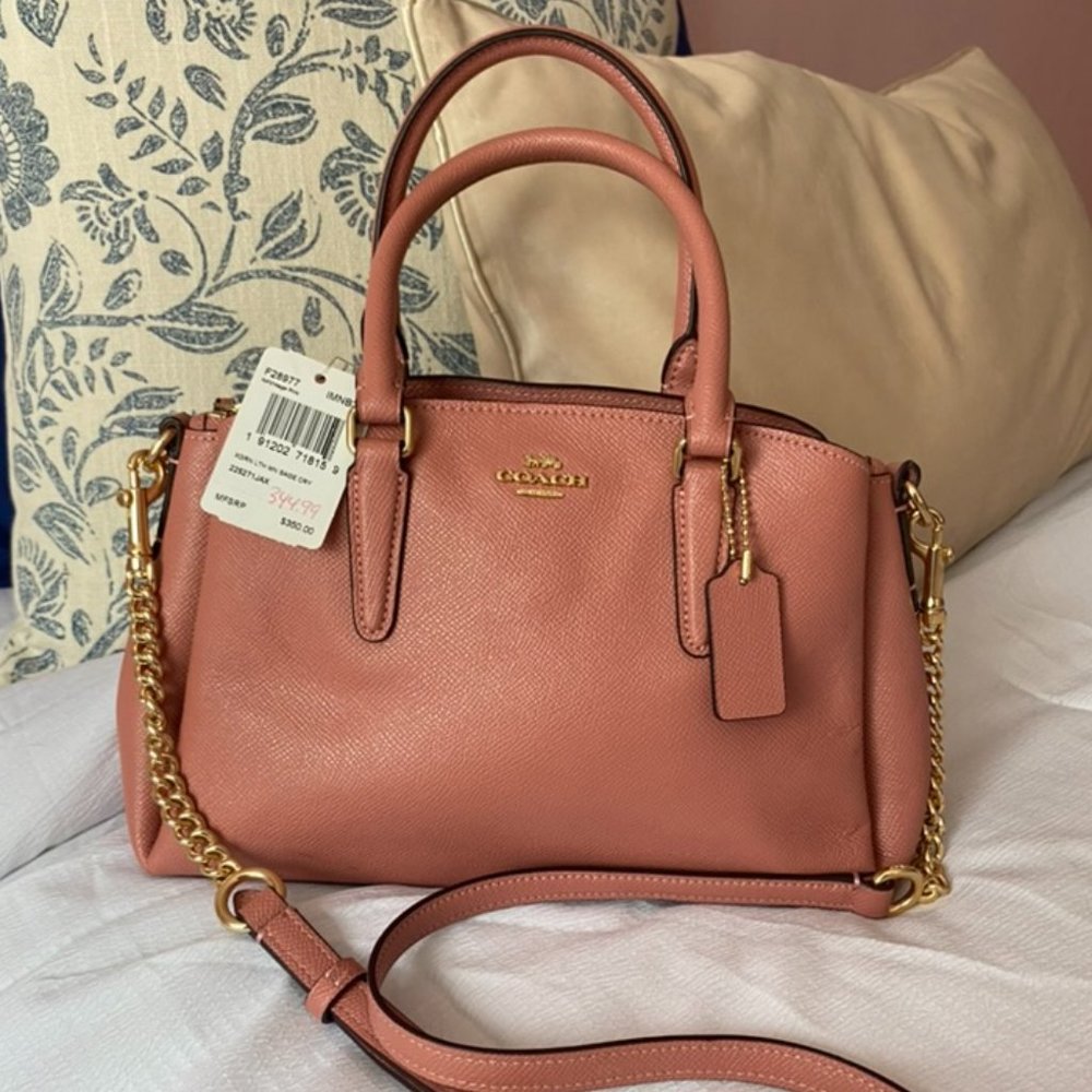COACH Mini Surrey Carryall w/crossbody strap (Vintage Pink)